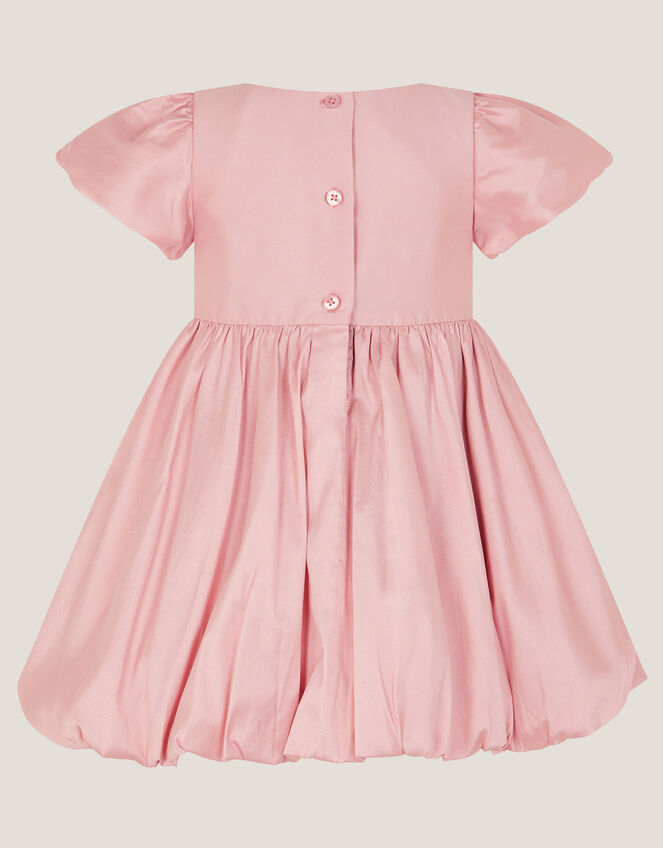 Baby Velvet Bow Bubble Hem Dress, Pink (DUSKY PINK), large