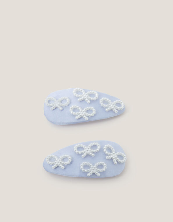 2-Pack Pearl Bow Hair Clips, , large