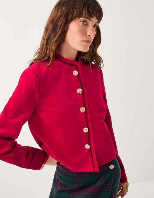 Monsoon x Sarah Corbett-Winder Velvet Military Jacket, Red (RED), large