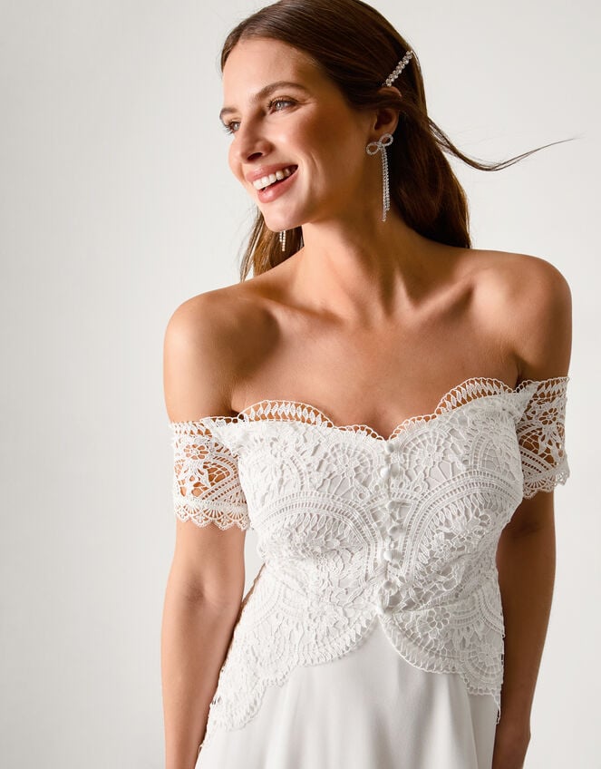 Maddie Off-Shoulder Wedding Dress, Ivory (IVORY), large