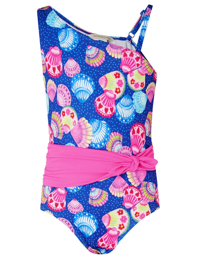 Shell Print Belted Swimsuit, Multi (MULTI), large