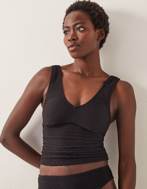 Alicia Rib Tankini Top, Black (BLACK), large