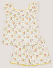 Rose Bud Print Short Pyjama Set, Ivory (IVORY), large