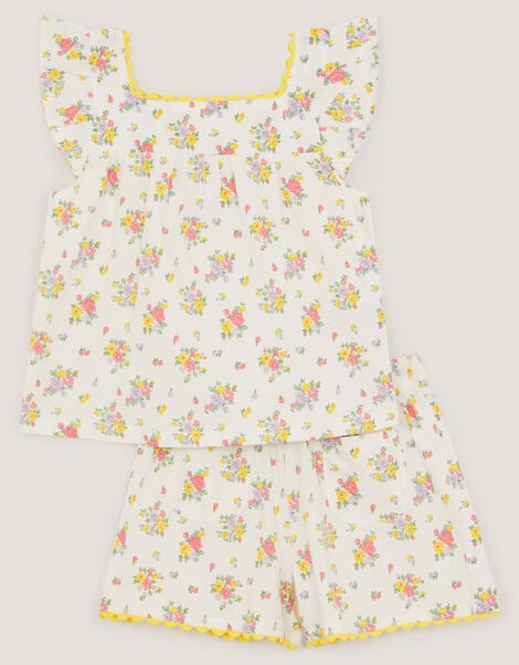 Rose Bud Print Short Pyjama Set, Ivory (IVORY), large