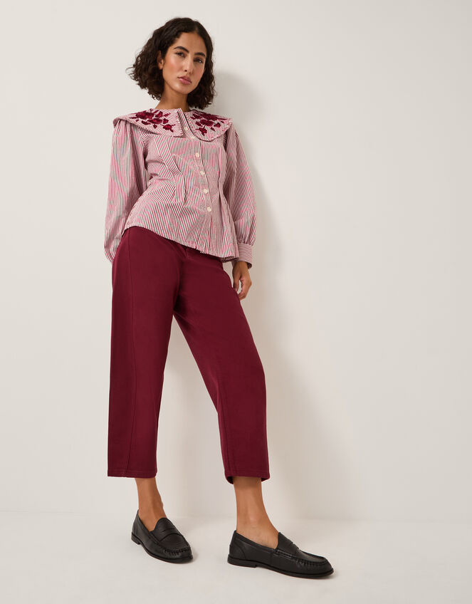 Leah Barrel Jeans, Red (BURGUNDY), large