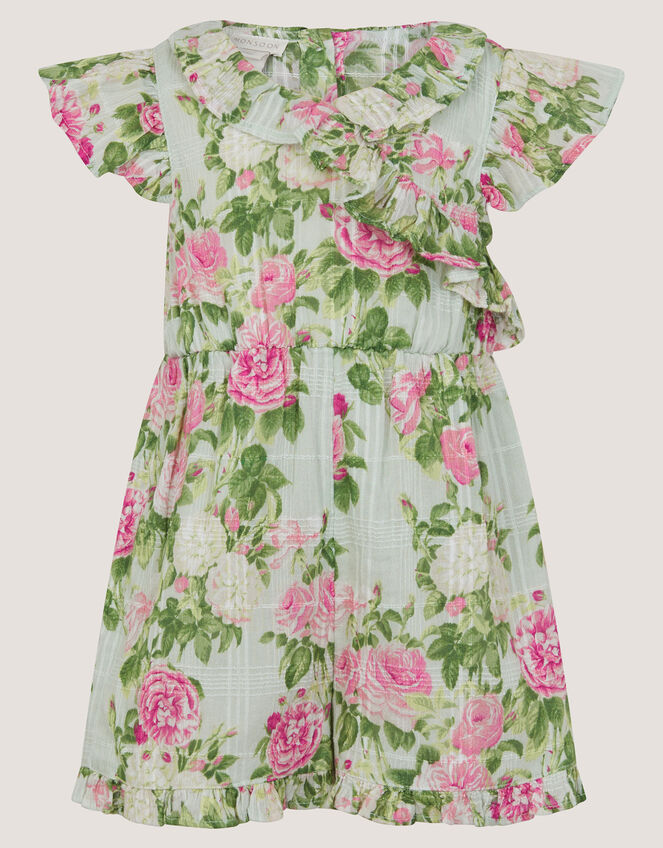 Baby Floral Frill Romper , Green (GREEN), large