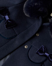 Baby Scallop Velvet Trim Coat, Blue (NAVY), large