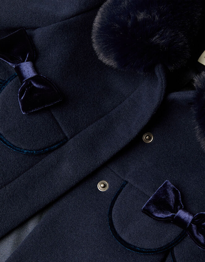 Baby Scallop Velvet Trim Coat, Blue (NAVY), large