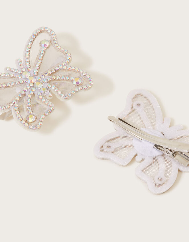 Bling Butterfly Hair Clips Set of Two, , large