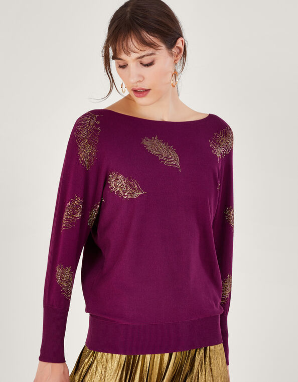 Fawn Feather Sweater, Purple (PURPLE), large