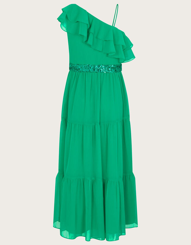 Ruby Ruffle One-Shoulder Prom Dress, Green (GREEN), large