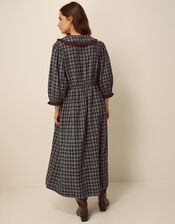 Ruby Collar Check Print Midi Dress, Blue (BLUE), large
