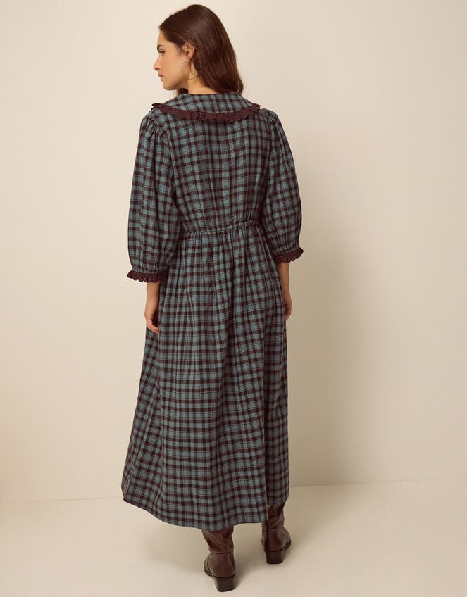 Ruby Collar Check Print Midi Dress, Blue (BLUE), large