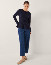 Paula Peplum Bow Sweater, Blue (NAVY), large