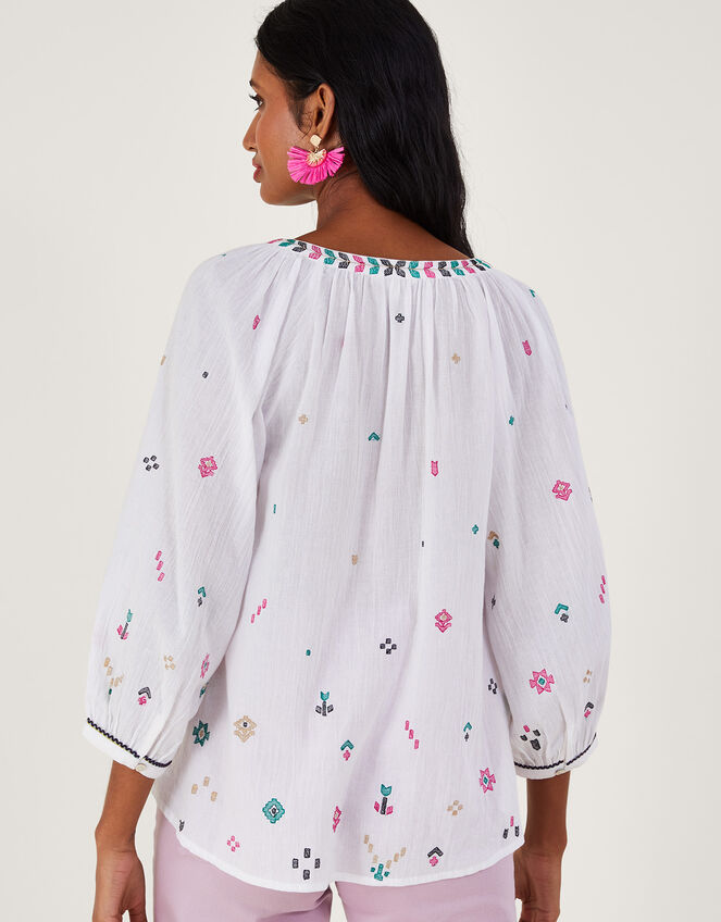 Embroidered Motif Tunic Top, Ivory (IVORY), large
