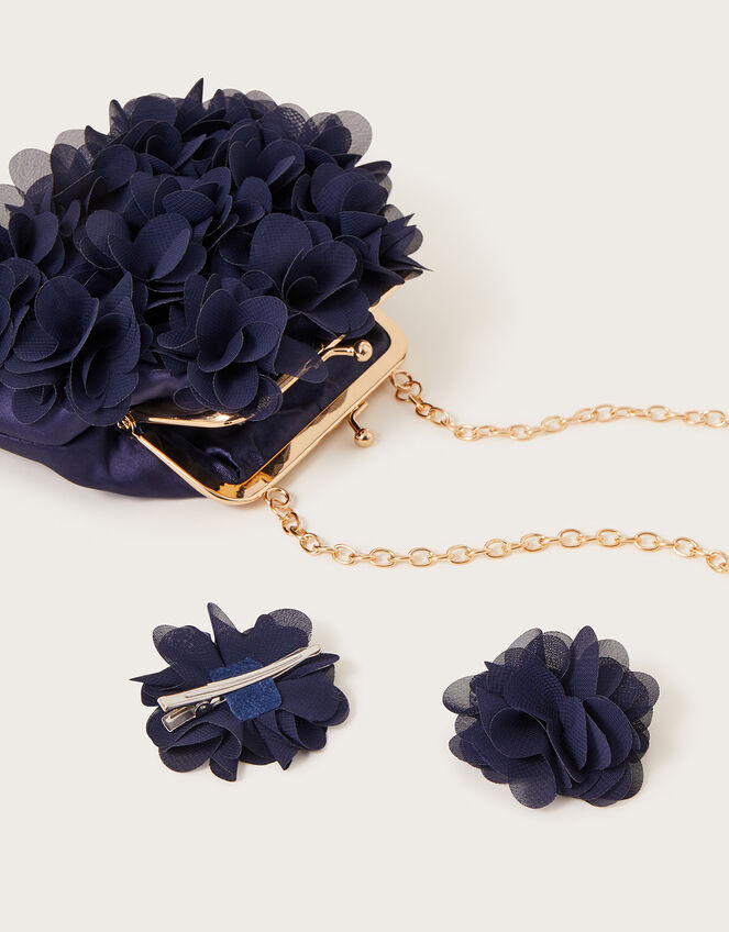 Cancan Flower Pouch Bag and Hair Clip Set, , large