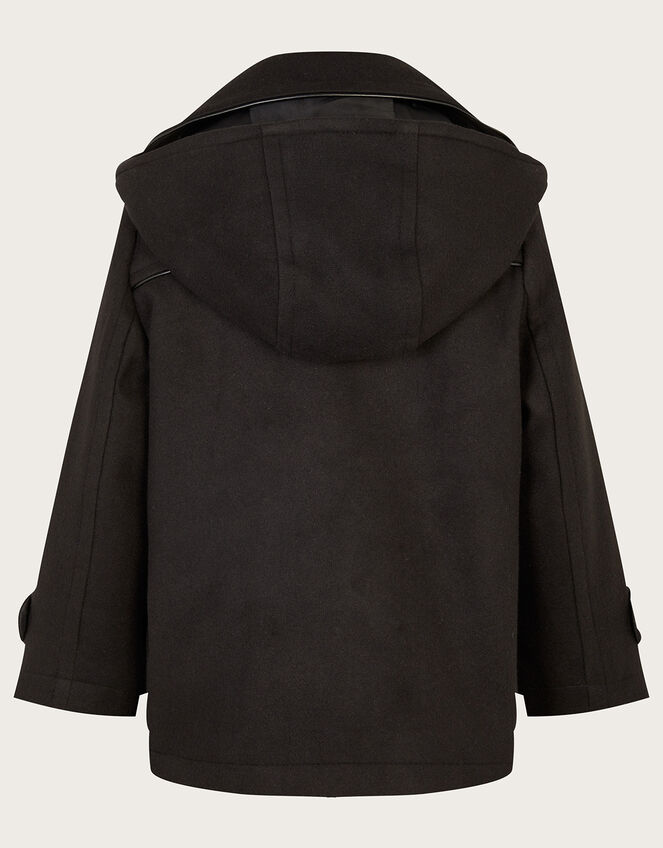Hooded Peacoat, Black (BLACK), large