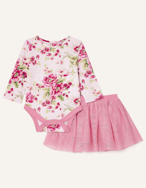 Newborn Floral Bodysuit and Skirt Pink, Pink (PINK), large