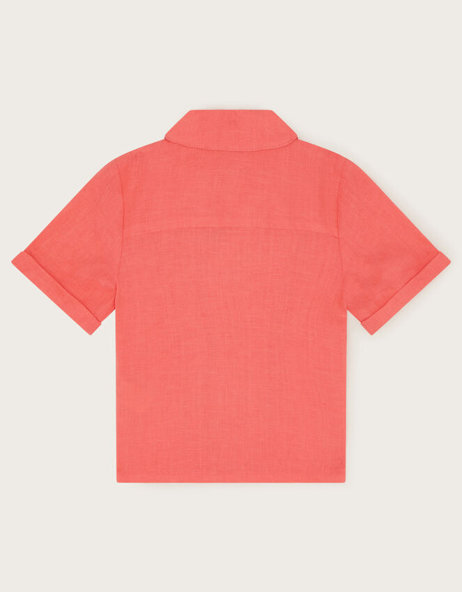 Relaxed Linen Shirt, Orange (CORAL), large