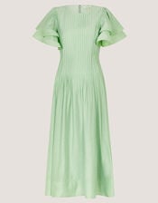 Pelia Flutter Sleeve Pleated Midi Dress, Green (MINT), large