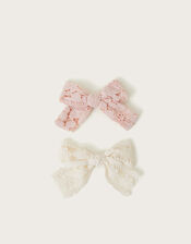 2-Pack Lacy Bow Hair Clips, , large