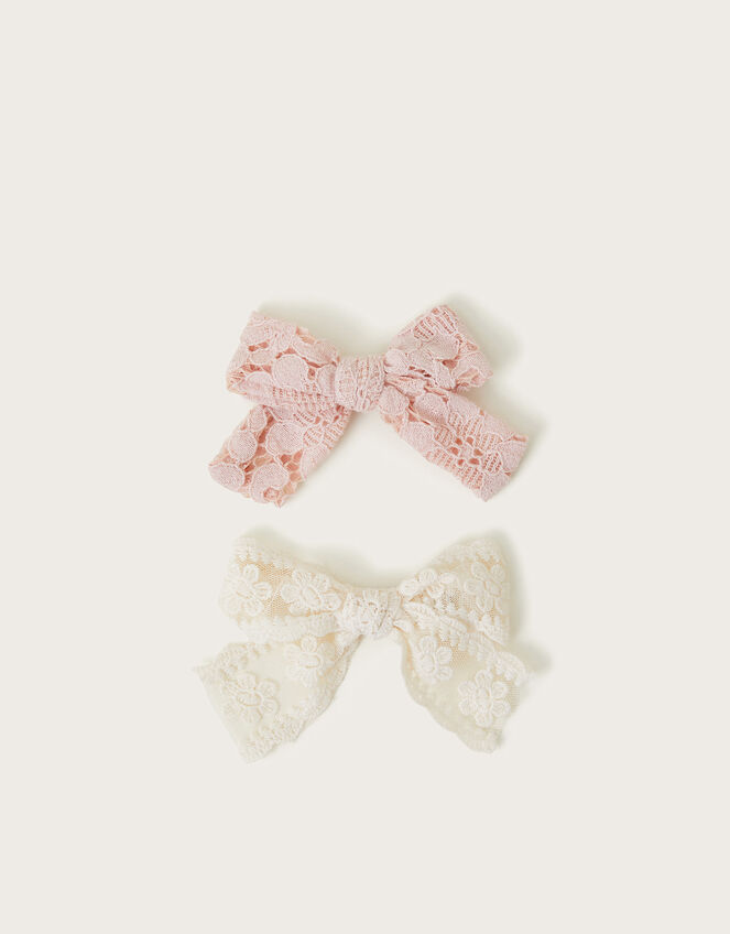 2-Pack Lacy Bow Hair Clips, , large