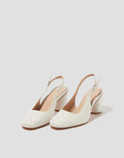Pelia Pearl Satin Slingback Heels, Ivory (IVORY), large