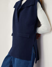 Uma Knitted Utility Vest, Blue (NAVY), large