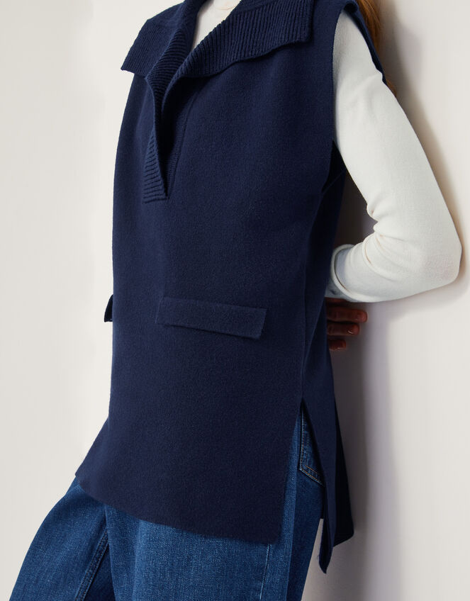 Uma Knitted Utility Vest, Blue (NAVY), large