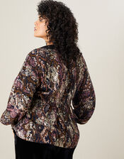 Nagini Snake Print Lace Top, Brown (BROWN), large