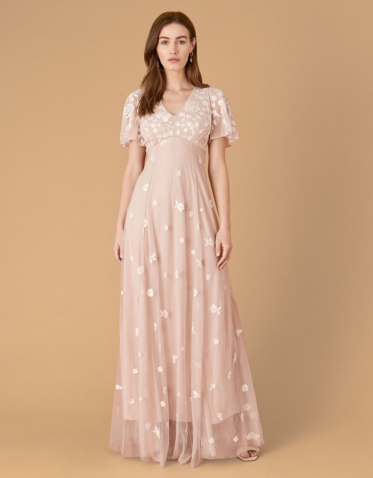 embroidered maxi dress with sleeves