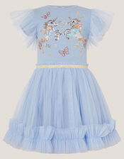 Unicorn Embellished Disco Dress, Blue (BLUE), large