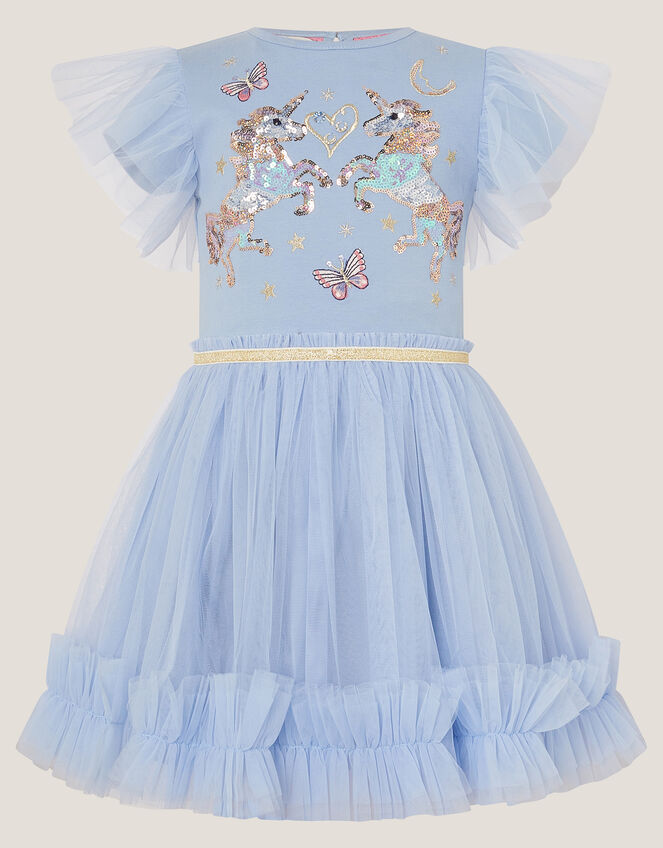 Unicorn Embellished Disco Dress, Blue (BLUE), large