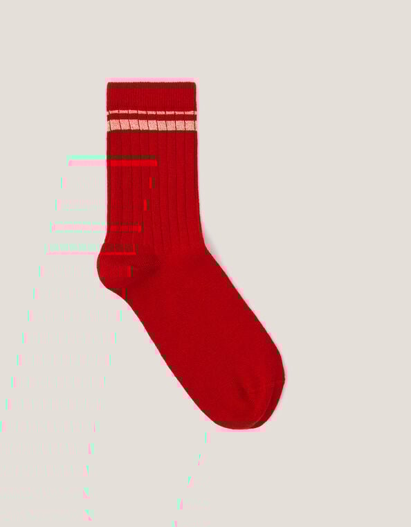 Sparkle Ribbed Socks, Red (RED), large