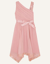 One-Shoulder Sequin Dress, Pink (PINK), large