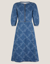 Hailsey Floral Denim Midi Dress, Blue (DENIM BLUE), large