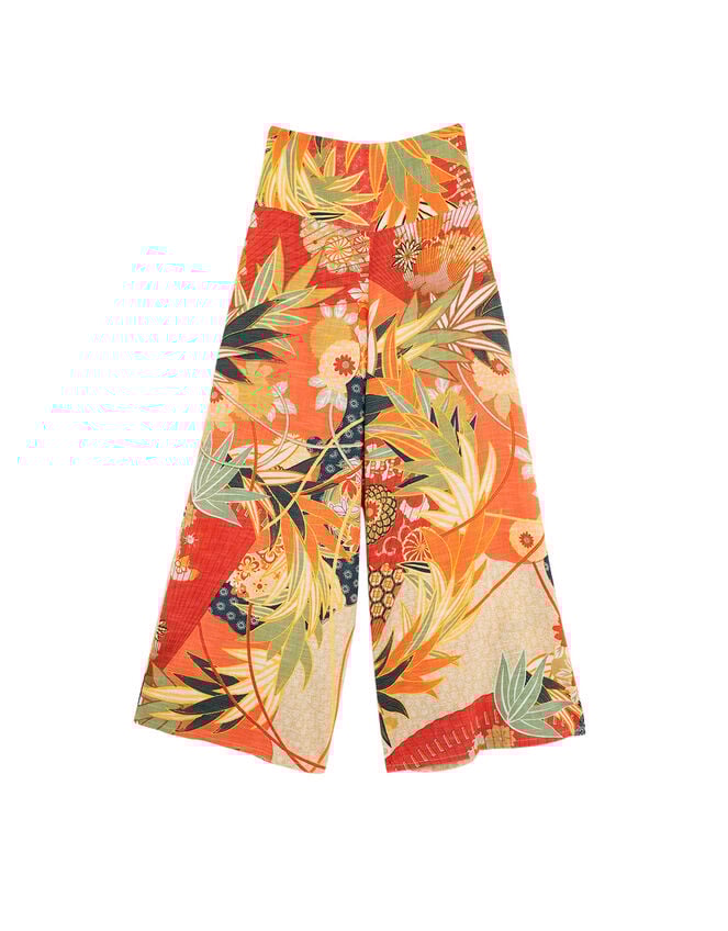 One Hundred Stars Fan Print Wide Leg Trousers, Red (RED), large