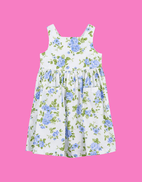 Trotters Adelina Vintage Rose Cross-Back Dress, Blue (BLUE), large