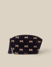 Bow Embroidered Velvet Make Up Bag, , large