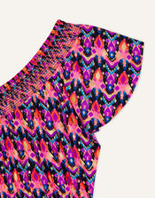 Ikat One-Shoulder Playsuit, Orange (ORANGE), large