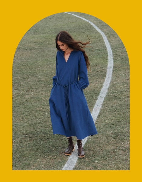 East Mahi Corduroy Midi Dress, Blue (BLUE), large