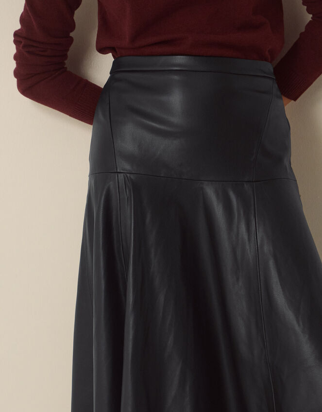 Dianne Faux Leather Midi Skirt, Black (BLACK), large