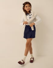 Bow Long Sleeve Top & Skort Set, Blue (NAVY), large
