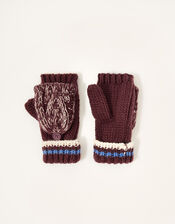 Reuben Knit Capped Gloves, Red (BURGUNDY), large