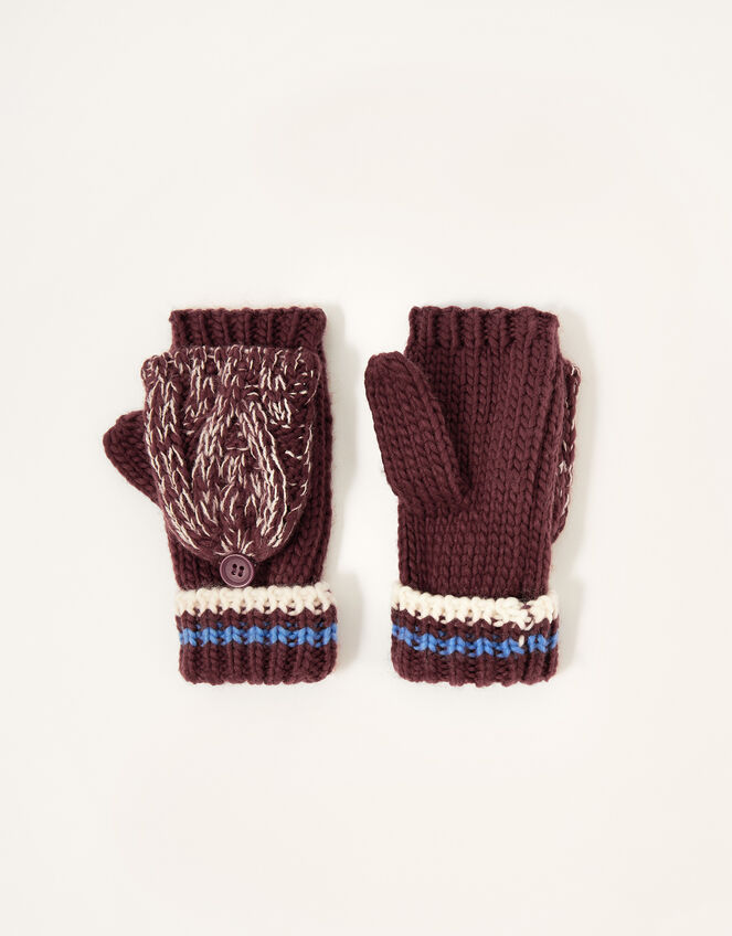 Reuben Knit Capped Gloves, Red (BURGUNDY), large