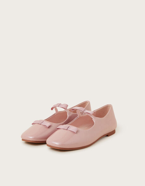 Bow Strap Patent Ballet Flats, Pink (PINK), large