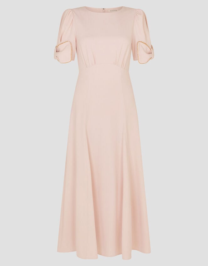Belle Bow Sleeve Midi Dress, Pink (BLUSH), large