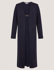 Leah Longline Cardigan, Blue (NAVY), large