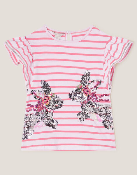 Sequin Bunny Stripe T-Shirt, Ivory (IVORY), large