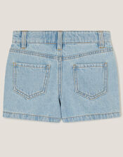 Jewel Embellished Denim Skort, Blue (BLUE), large